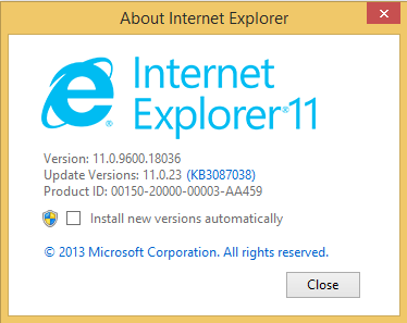 Internet Explorer-version